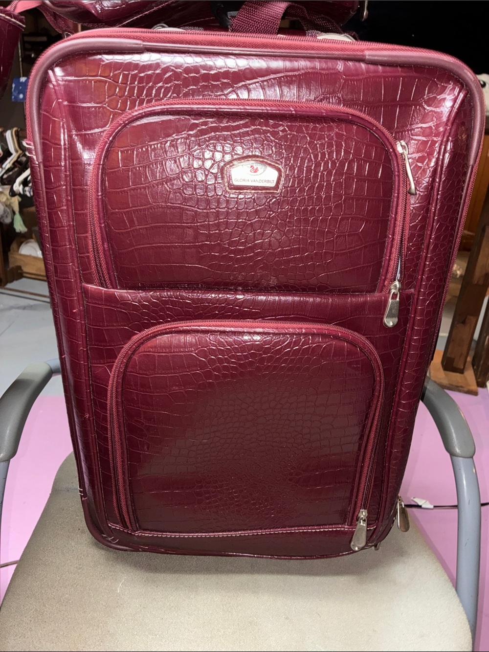 Gloria Vanderbilt Wine Croc-Embossed Carry-On